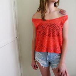 Pink See Through Zebra Print Crop Top